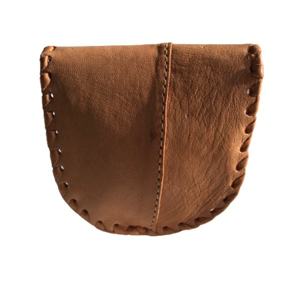 Vintage Tan Real Leather Patchwork Coin Wallet - Picture 3 of 8